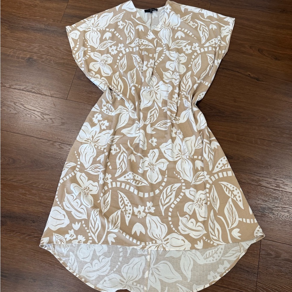 Fred David White and Beige Floral Wrap Top